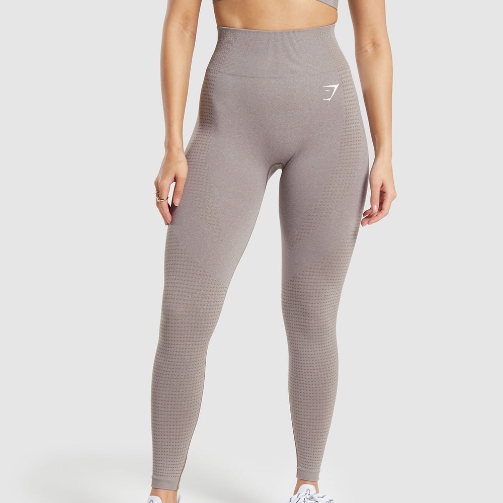 Gymshark Vital Seamless 2.0 Leggings in Warm Taupe Marl - Picture 1 of 7